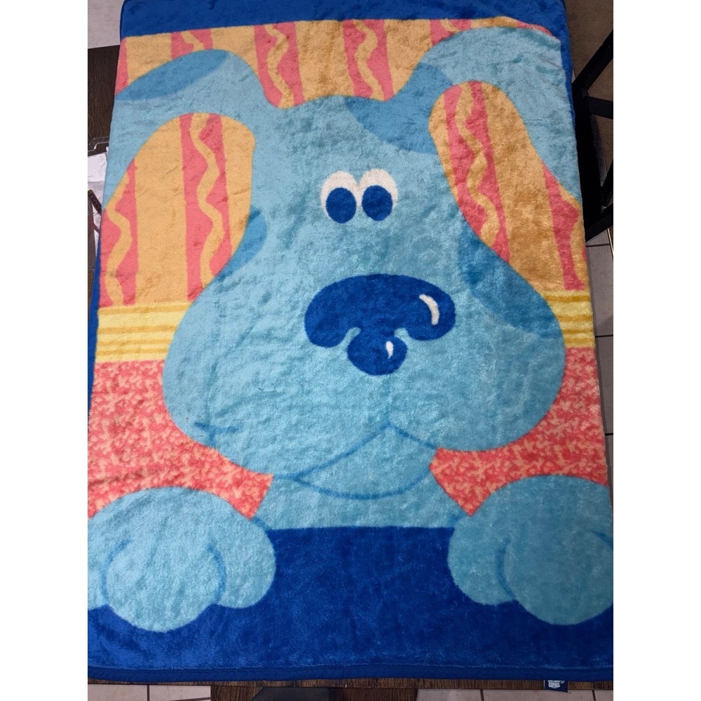 Vtg Blue's Clues Thick Luxury Plush Throw Blanket 2000 Viacom Y2K HTF 50x60 Kids